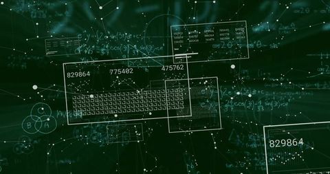 Futuristic Digital Network Data Visualization in Green Interface