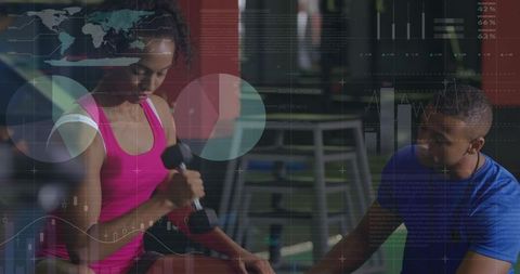 Professional Fitness Training with Data Analysis Overlay