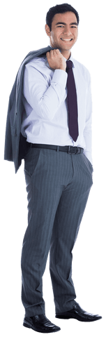 Confident Asian Businessman Smiling in Suit on Transparent Background