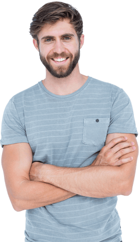 transparent portrait of smiling man with folded arms in casual grey shirt - Download Free Stock Videos Pikwizard.com