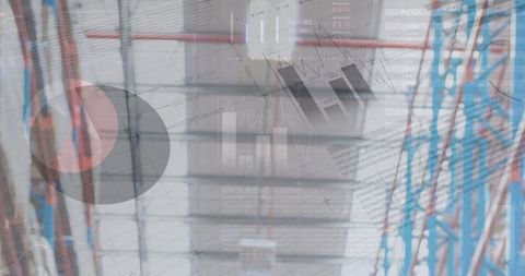 Futuristic Data Processing Overlay in Warehouse Setting