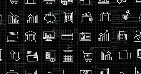 Business and Finance Icons on Black Grid Background - Download Free Stock Images Pikwizard.com