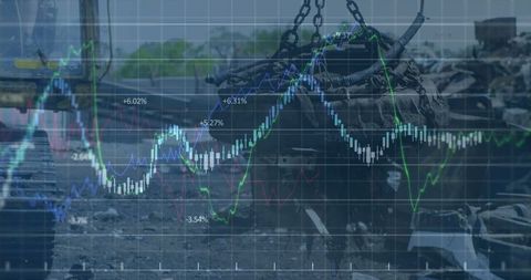 Financial data overlays on rescue robotics in dump site