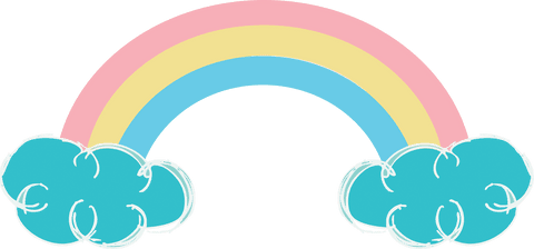 Pastel rainbow and clouds on transparent background illustration