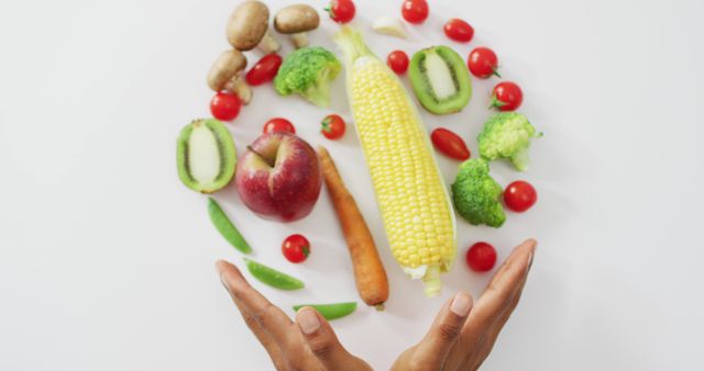 Hands Reaching Healthy Fresh Vegetables and Fruits White Background - Download Free Stock Images Pikwizard.com