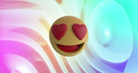 Heart eyes emoji over vibrant colorful wave background