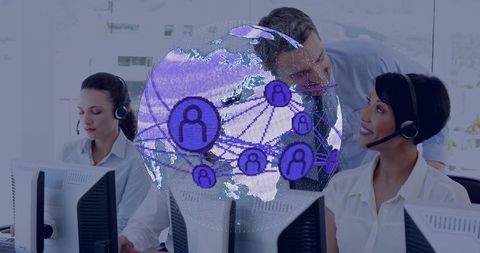 Call Center Agents Collaborating with Holographic Global Network for Customer Support