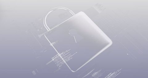 Digital Padlock Icon with Data Stream for Cybersecurity