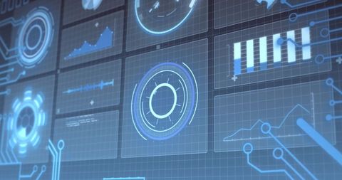 Futuristic Digital Data Interface with Animated Charts and Graphs - Download Free Stock Images Pikwizard.com