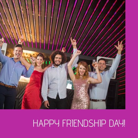 joyful friends celebrating together in vibrant bar setting - Download Free Stock Templates Pikwizard.com