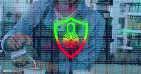 Business Professionals Discussing Cybersecurity at Modern Office