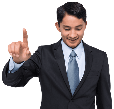 Businessman Pointing One Hand Wearing Suit on Transparent Background - Download Free Stock Videos Pikwizard.com