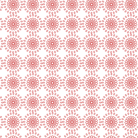 Red Floral Rosettes Pattern on Transparent Background