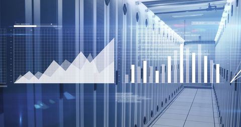 Digital Graphs and Code Overlaid on Modern Data Servers - Download Free Stock Images Pikwizard.com