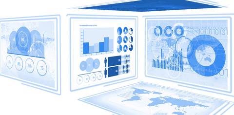 Transparent Business Graphs on Virtual Screens - Download Free Stock Videos Pikwizard.com