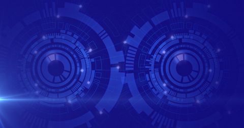 Futuristic Digital Tech Interface with Blue Circular Patterns - Download Free Stock Images Pikwizard.com