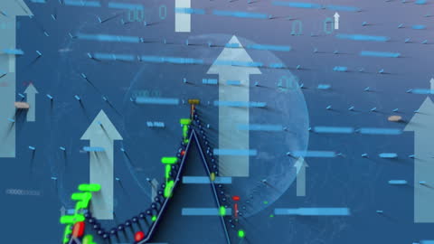 Growing Financial Trends and Data Analysis Animation with Earth Background