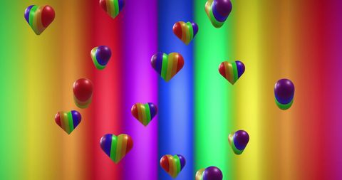 Rainbow Hearts on Colorful Striped Background Celebrating Pride - Download Free Stock Images Pikwizard.com