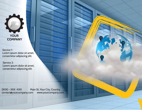 server room with abstract globe highlighting cloud connectivity - Download Free Stock Templates Pikwizard.com
