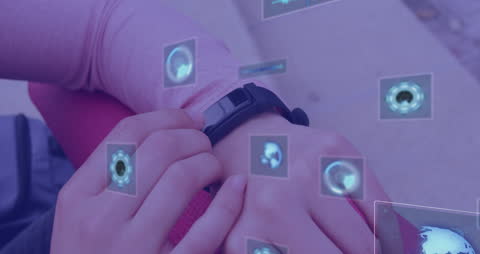 Digital Interface Concept with Smartwatch and Data Animation