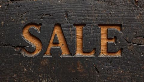 Carved Wood SALE Letters Revealing Raw Wood Grain and Weathered Black Paint Texture