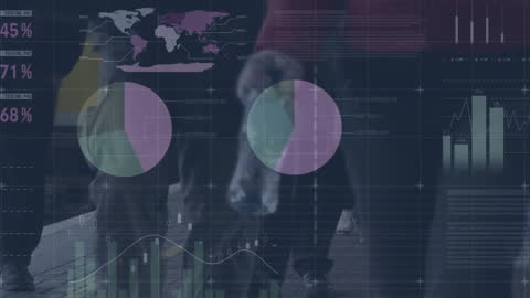 Animated Financial Data Overlaying City Pedestrians