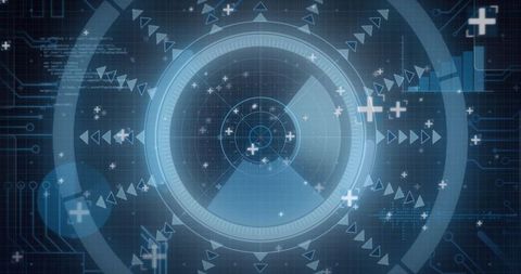 futuristic digital interface with data matrix and target radar - Download Free Stock Images Pikwizard.com