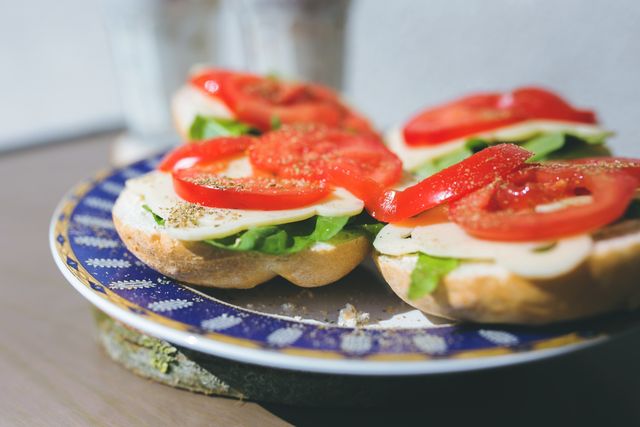 Healthy Vegetarian Sandwiches with Tomato and Lettuce on Plate - Download Free Stock Photos Pikwizard.com