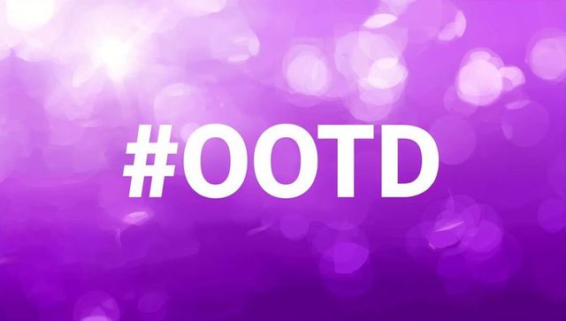 Stylish #ootd text on glowing purple background