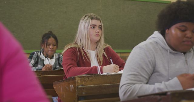 Teenage Students Concentrating in Classroom - Download Free Stock Images Pikwizard.com