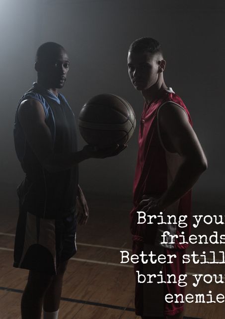 Two Basketball Players Exhibiting Competitive Respect on Indoor Court - Download Free Stock Templates Pikwizard.com