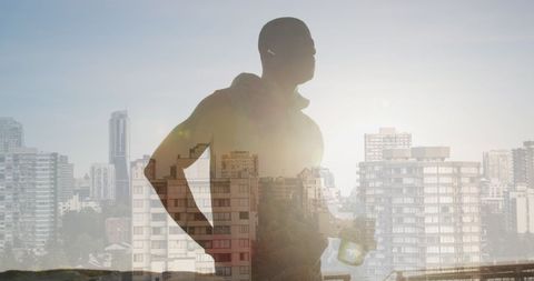 Exercising African American Man Refreshing Post Workout Hydration