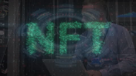 NFT Technology Concept with Data Analysis in Server Room
