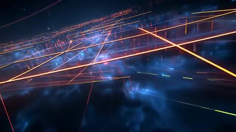 Futuristic Neon Grid with Pulsing Lights