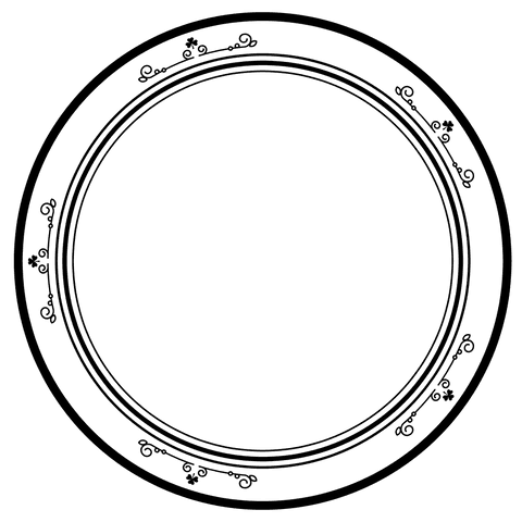 Black ornamental frame on transparent background with copy space