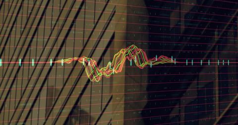 Digital Waveform Chart with Candlestick Patterns on Wall