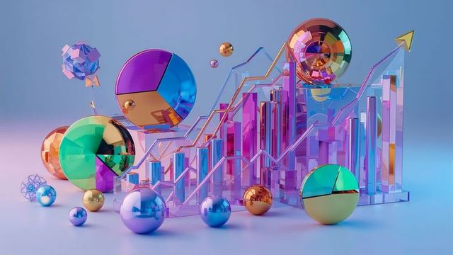 Futuristic 3d data visualization with charts and spheres