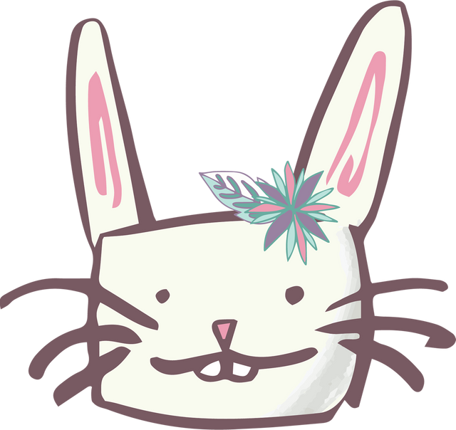 Transparent Illustration of Blushing Rabbit with Floral Decoration - Download Free Stock Videos Pikwizard.com