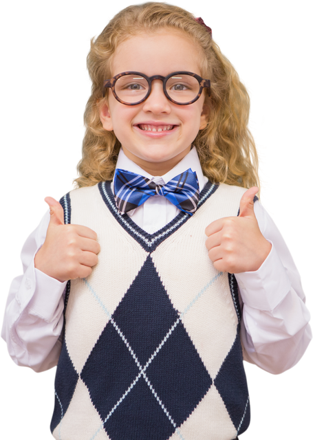 Happy Caucasian Schoolgirl Giving Thumbs Up on Transparent Background - Download Free Stock Videos Pikwizard.com