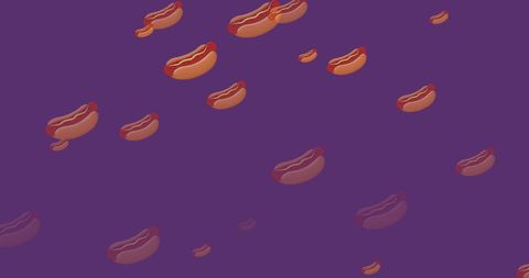 Falling Hot Dogs Pattern on Purple Digital Interface