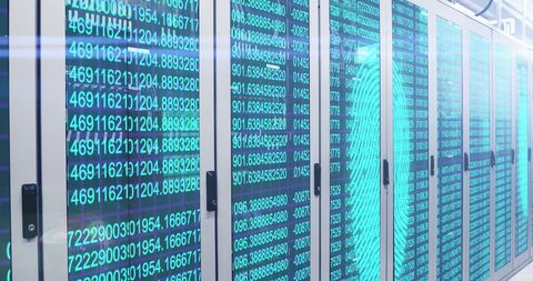 Fingerprint Security and Data Integration in Server Room - Download Free Stock Images Pikwizard.com