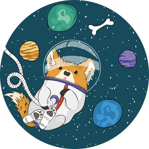 cute fox astronaut floating among planets with bone on transparent background - Download Free Stock Videos Pikwizard.com