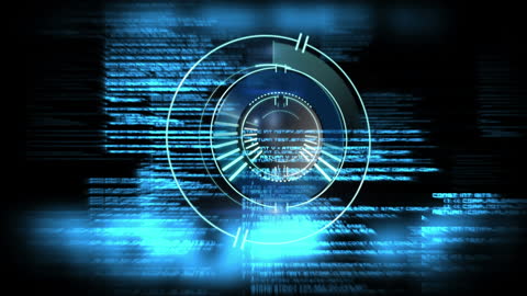 Abstract Digital Interface with Rotating Holographic Graphics