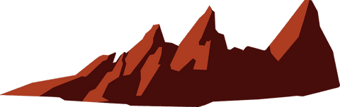 Stylized red mountain range vector on transparent background