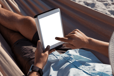 transparent digital relaxation in beach hammock using tablet - Download Free Stock Videos Pikwizard.com
