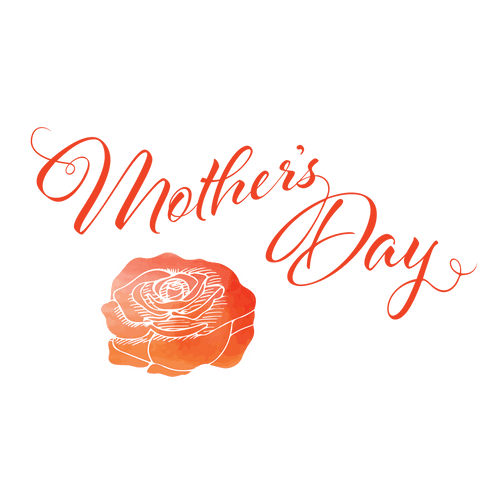Elegant Mother's Day Text with Rose on Transparent Background