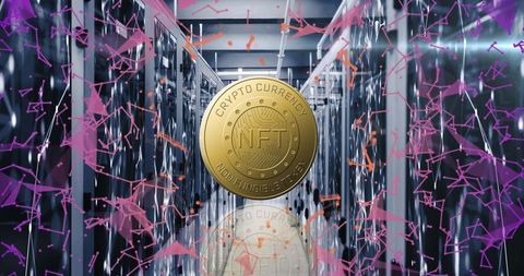 NFT Coin in Digital Server Environment Symbolizing Crypto Innovations