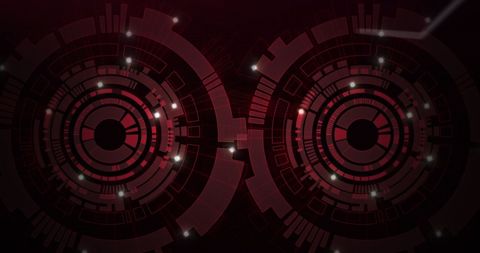 Futuristic Digital Interface with Red Circular Design Elements - Download Free Stock Images Pikwizard.com