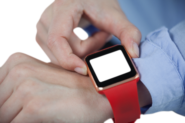 Transparent Close-up of Businesswoman Using Smartwatch - Download Free Stock Videos Pikwizard.com