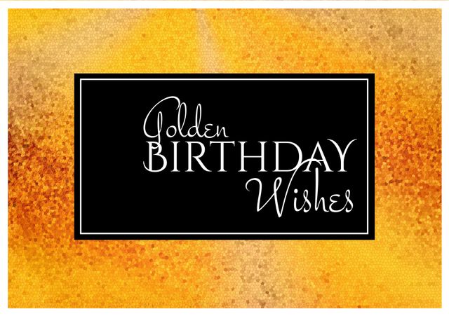 This image features a birthday card design with a luxurious, golden sparkling background and elegant script fonts conveying birthday wishes. Perfect for creating greeting cards, invitations, or any design that aims to convey festivity and elegance. Ideal for birthdays and special celebrations, targeting a sense of occasion and upscale appeal.